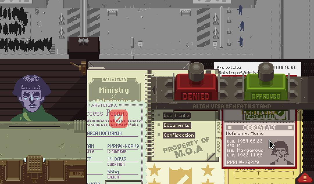 《請出示文件》（Papers Please）遊戲截圖