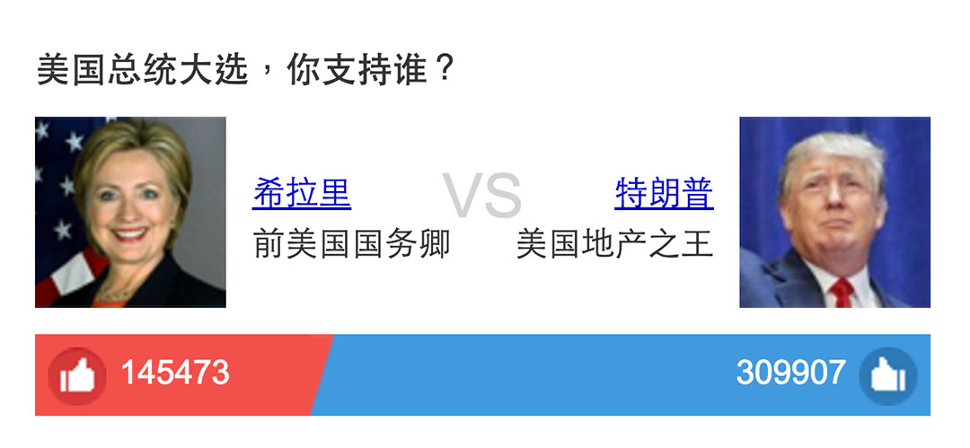 百度投票頁面。