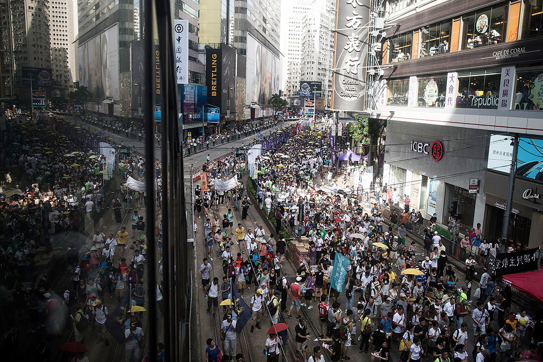 2015年7月1日,示威者参与七一游行。