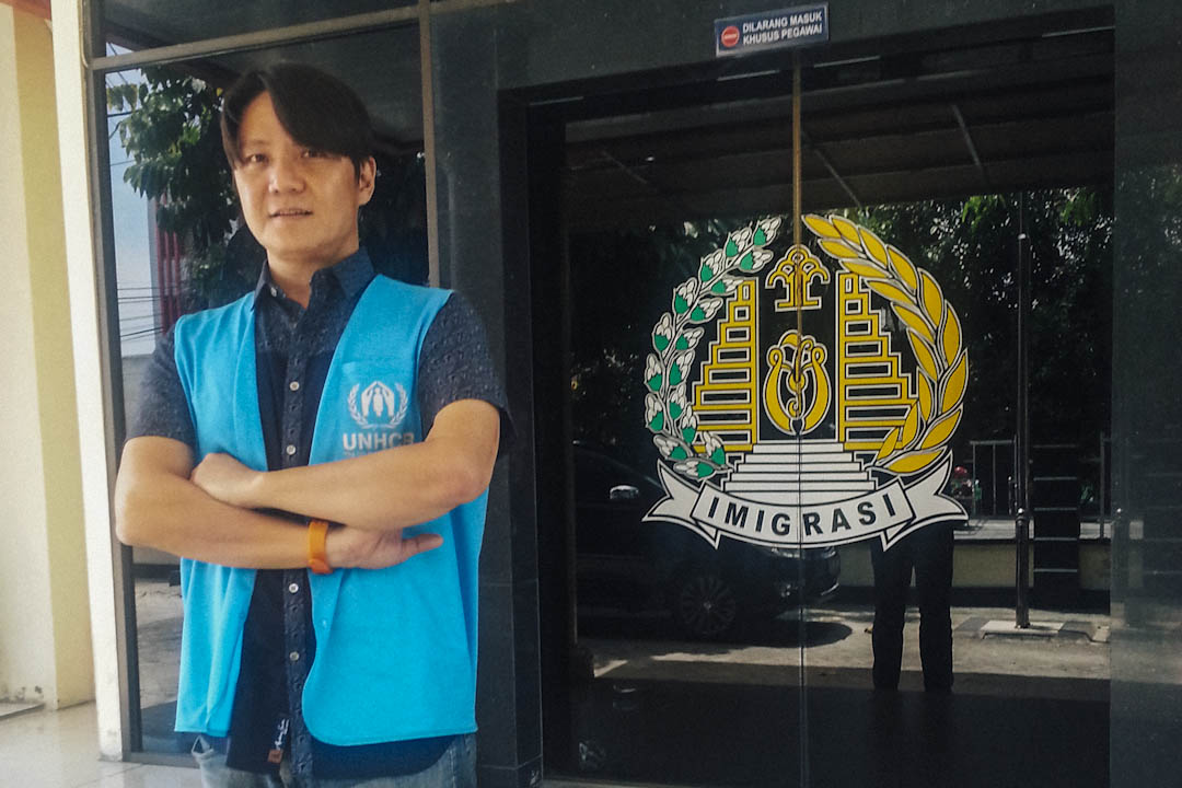2017年10月,到印尼蘇門答臘北千巴魯(Pekanbaru)與當地移民局了解阿富汗難民的狀況。