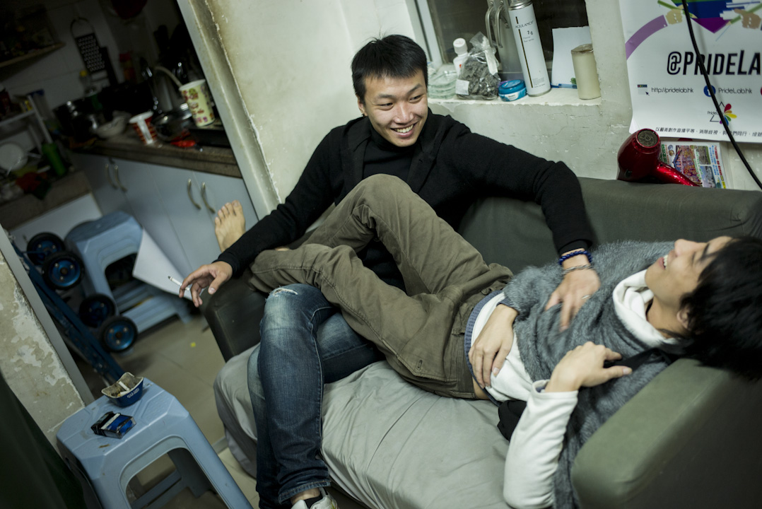 岑子杰(Jimmy)於2014年前跟他的伴侶在紐約結婚,為他證婚的是同志運動另一個推手天風(右)。攝:林振東/端傳媒