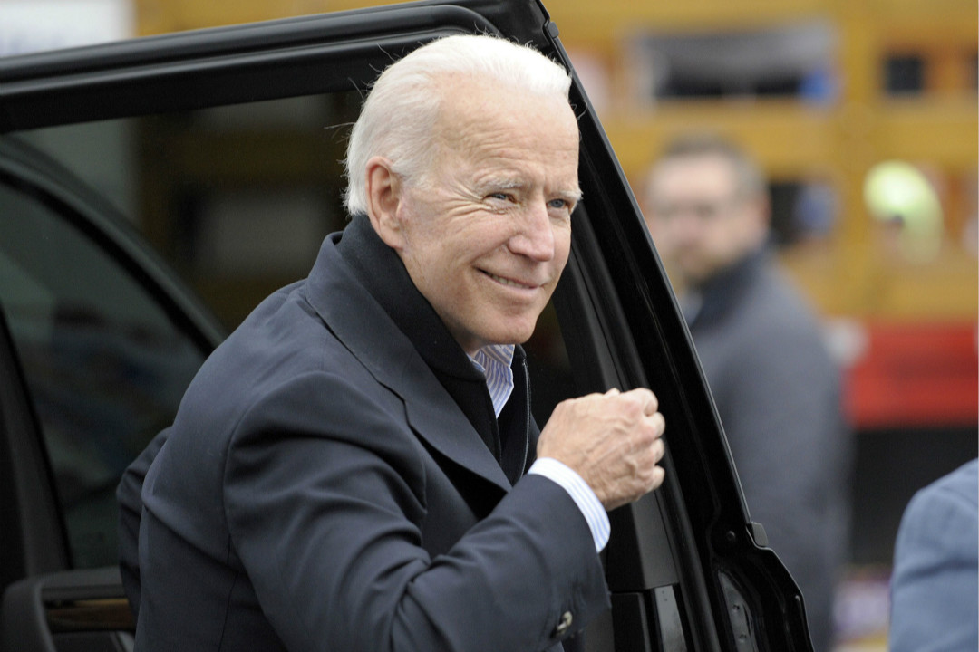 2019年4月18日,美國麻省波士頓,前副總統拜登(Joe Biden)參加工人罷工集會並發表演講。