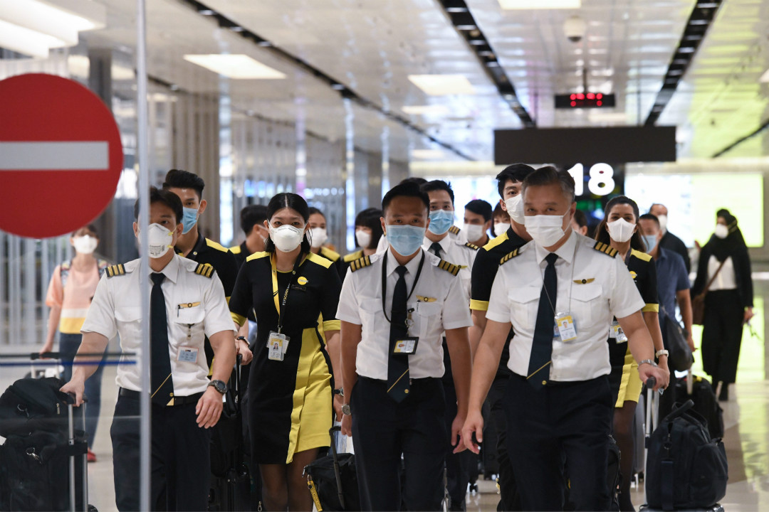 2020年1月30日,新加坡赴武漢撤僑航班機組人員抵達新加坡樟宜國際機場。