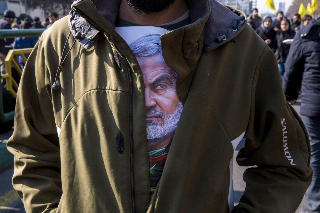 2020年1月6日，被刺杀的伊朗少将苏莱曼尼（Qassem Soleimani）葬礼上。