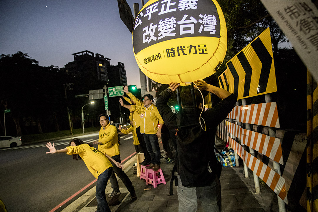 2020年1月8日,時代力量在新竹街口定點拜票。