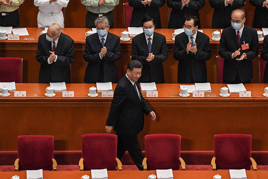 2020年5月22日,中国国家主席习近平于北京人民大会堂出席全国人民代表大会开幕式。