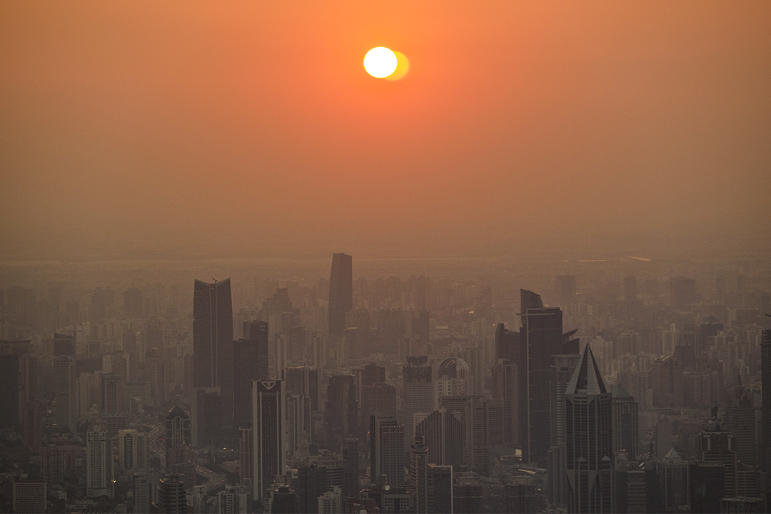 上海市的黃昏。