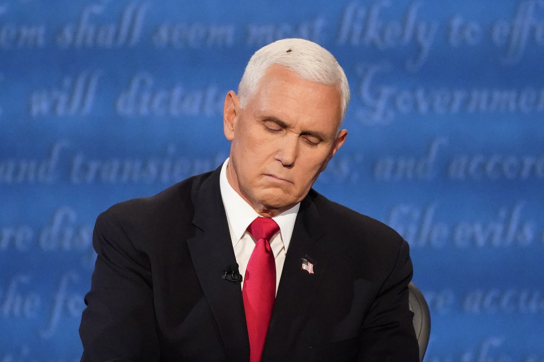 2020年10月7日,副總統邁克·彭斯(Mike Pence)在鹽湖城猶他大學校園與民主黨副總統候選人參議員賀錦麗(Calala Harris,D-Calif)的一場副總統辯論。