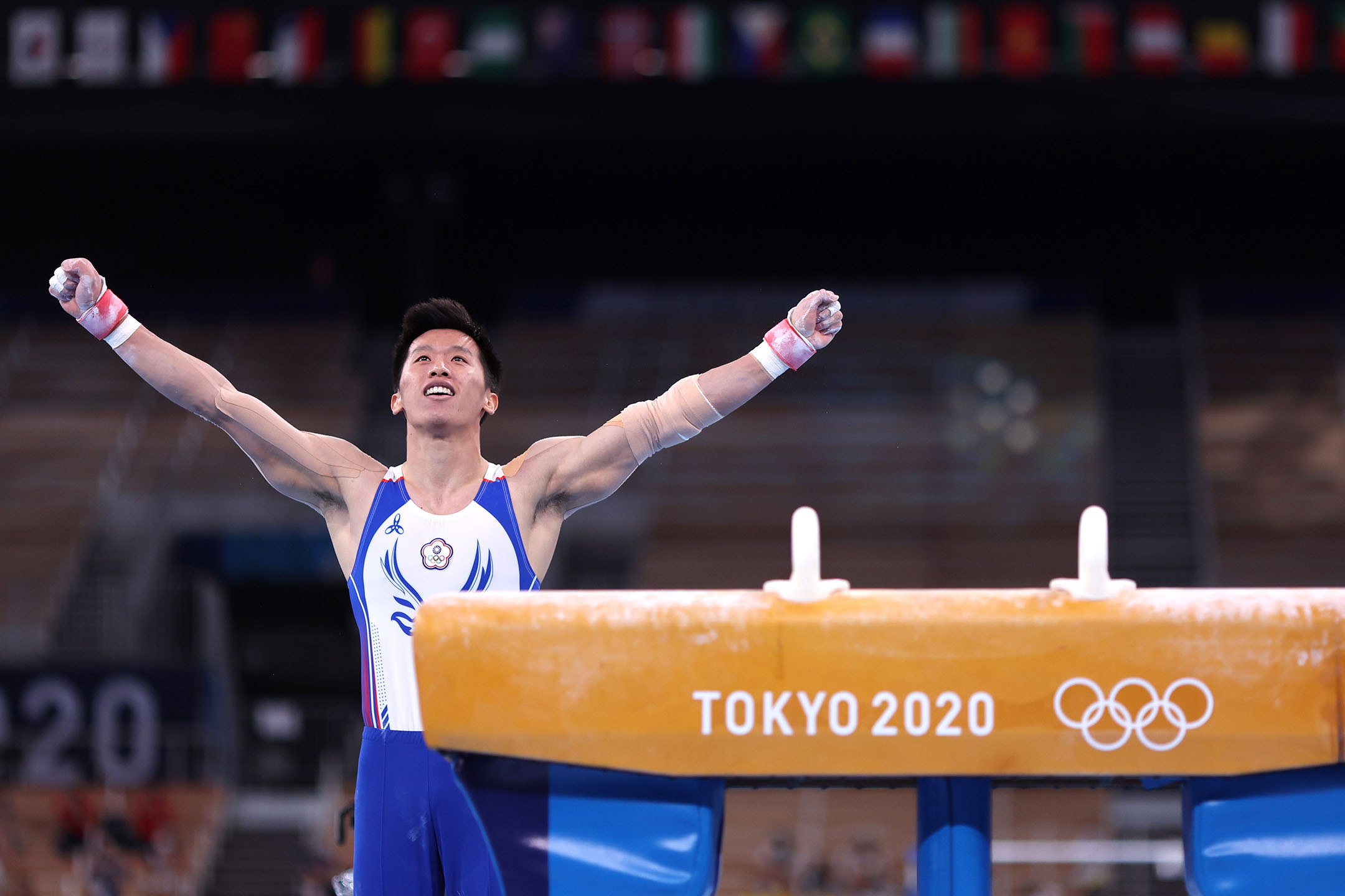 2021年8月1日日本東京,中華台北隊參與鞍馬決賽的李智凱。