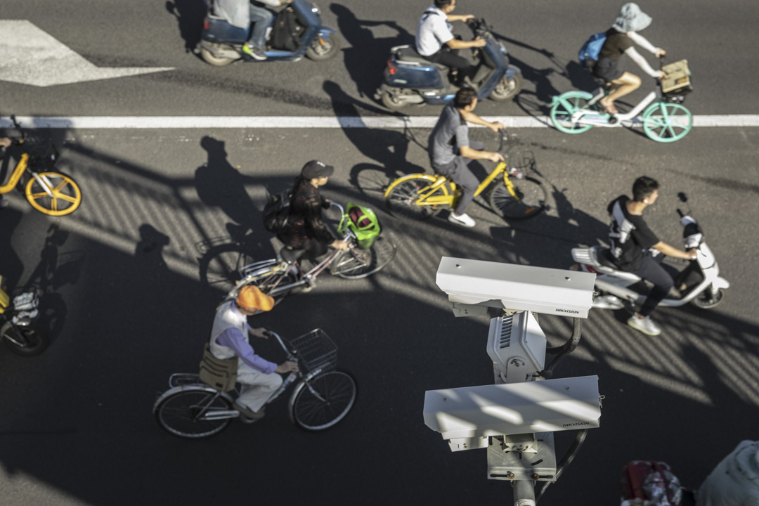 2019年9月24日,監控攝像頭在中國北京一條道路上。