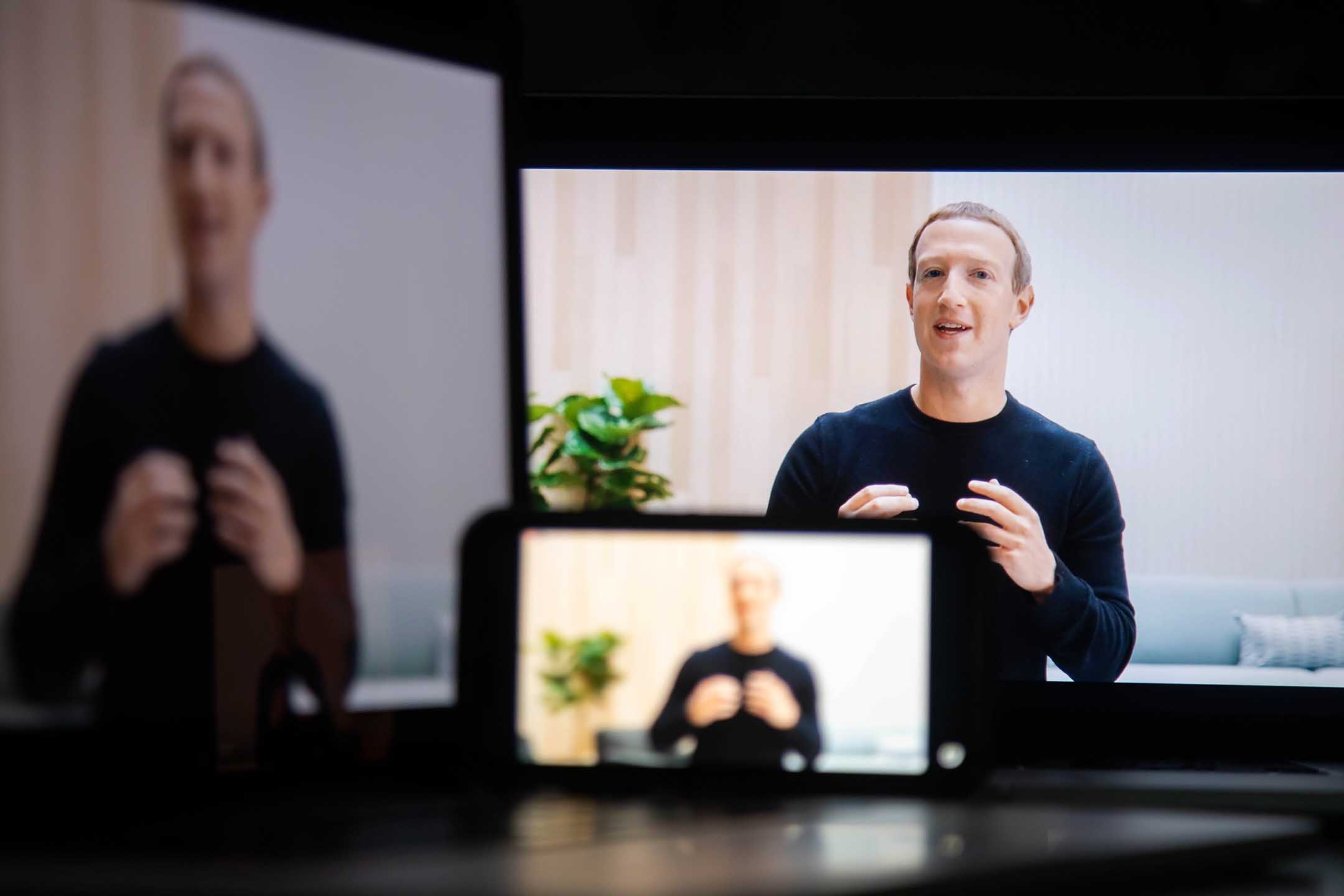 2021年10月28日,Facebook首席執行官馬克·祖克柏 (Mark Zuckerberg) 在活動中發表講話。