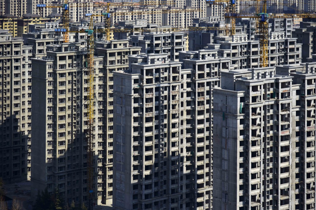 2022年2月21日,中国山东省青州市一个兴建中的住宅项目。