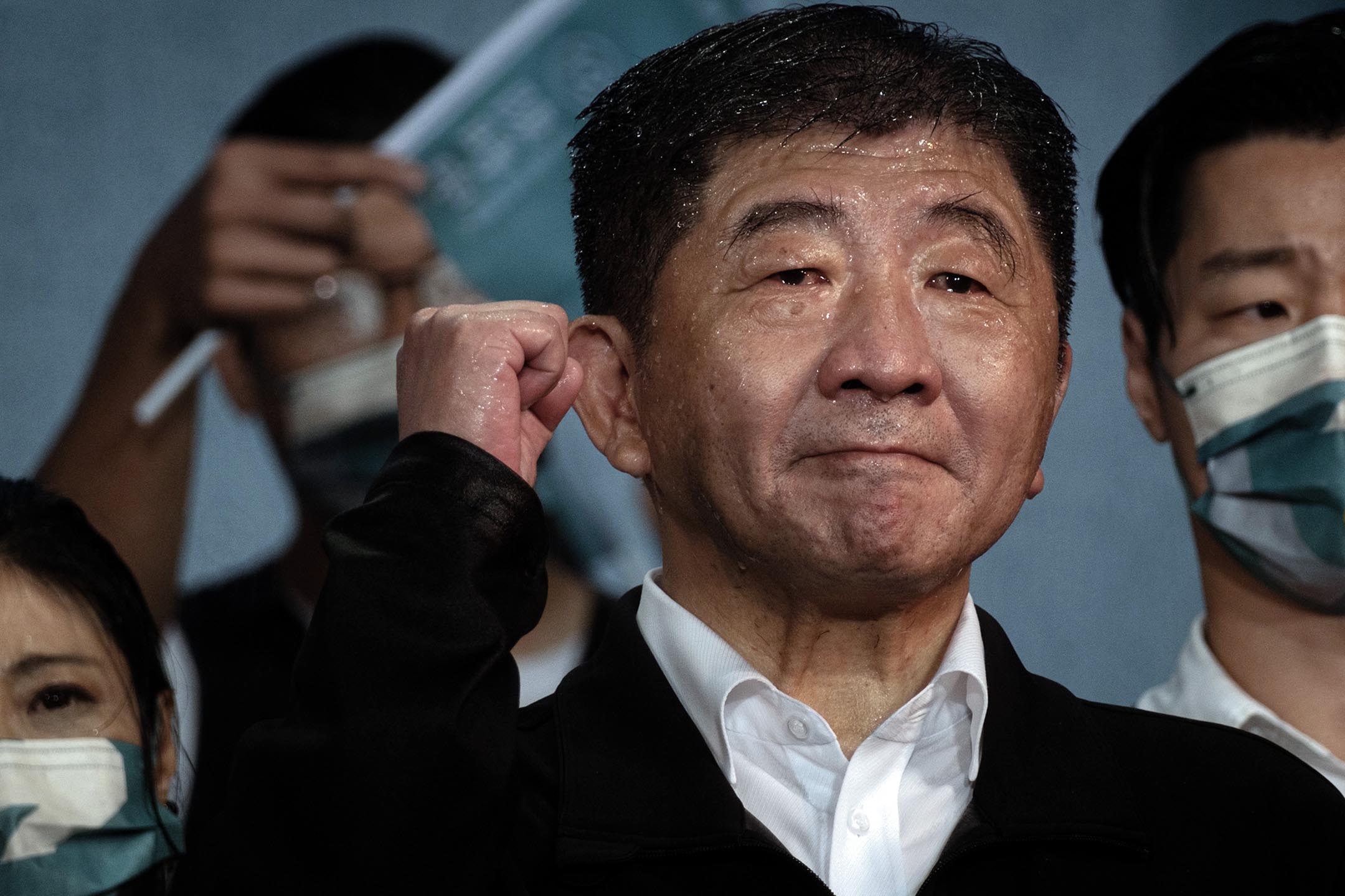 2022年11月25日,民進黨台北市長候選人陳時中在造勢晚會上。