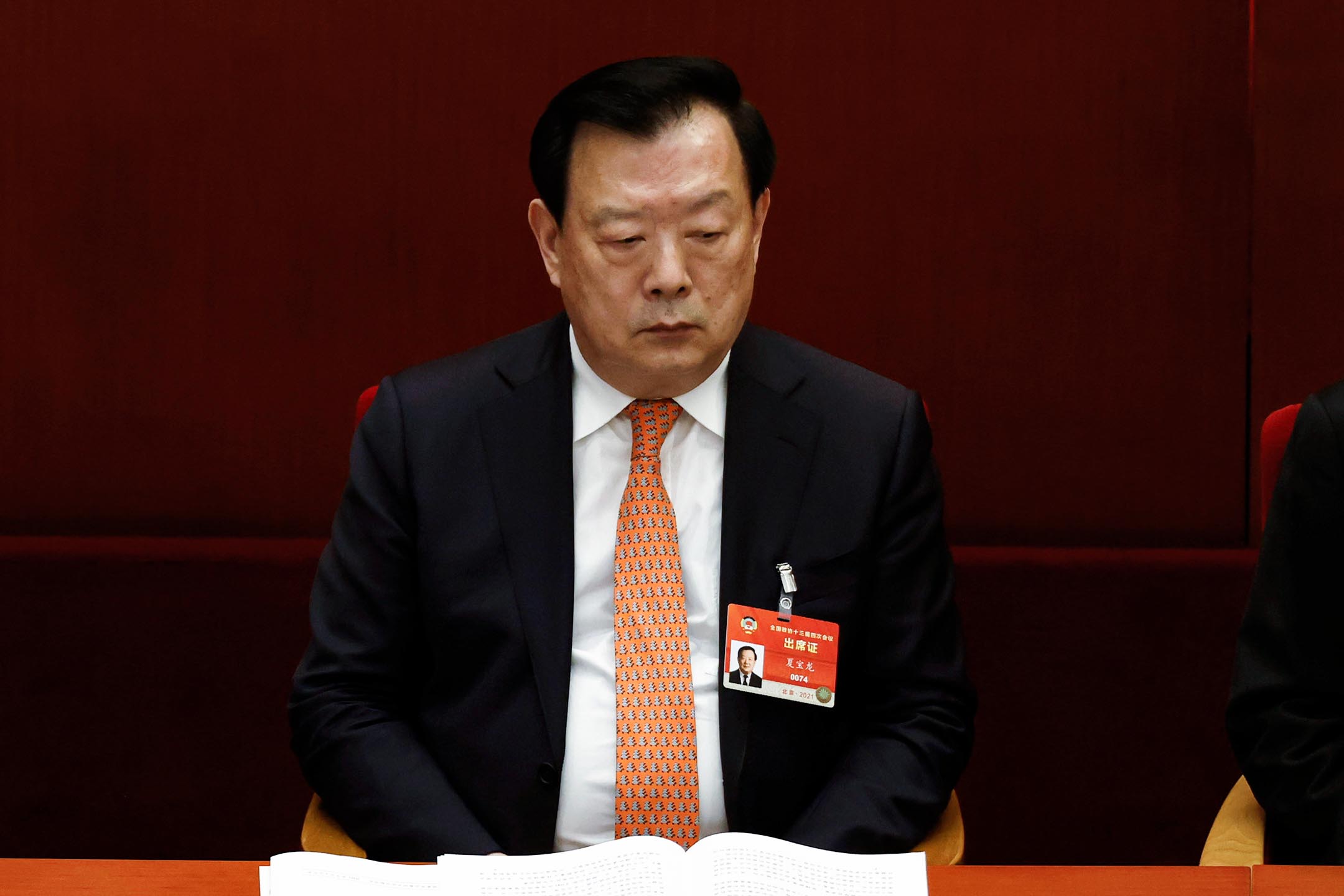 2021年3月4日,北京,港澳办主任夏宝龙出席人民大会堂举行的中国人民政治协商会议。