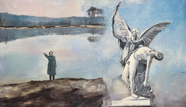 1969年,还是艺术学院学生的安塞尔姆·基弗(Anselm Kiefer)开始一系列摄影/行为/绘画的创作:每个作品中心都是他自己模仿行施纳粹礼,以这种挑衅的姿态反思国家这段并不遥远的过往,迫使沉默的长辈直面他们的集体负罪感。这组名为《英雄象征》(Heroische Sinnbilder)的作品激怒了很多人,也获得了不少支持。
