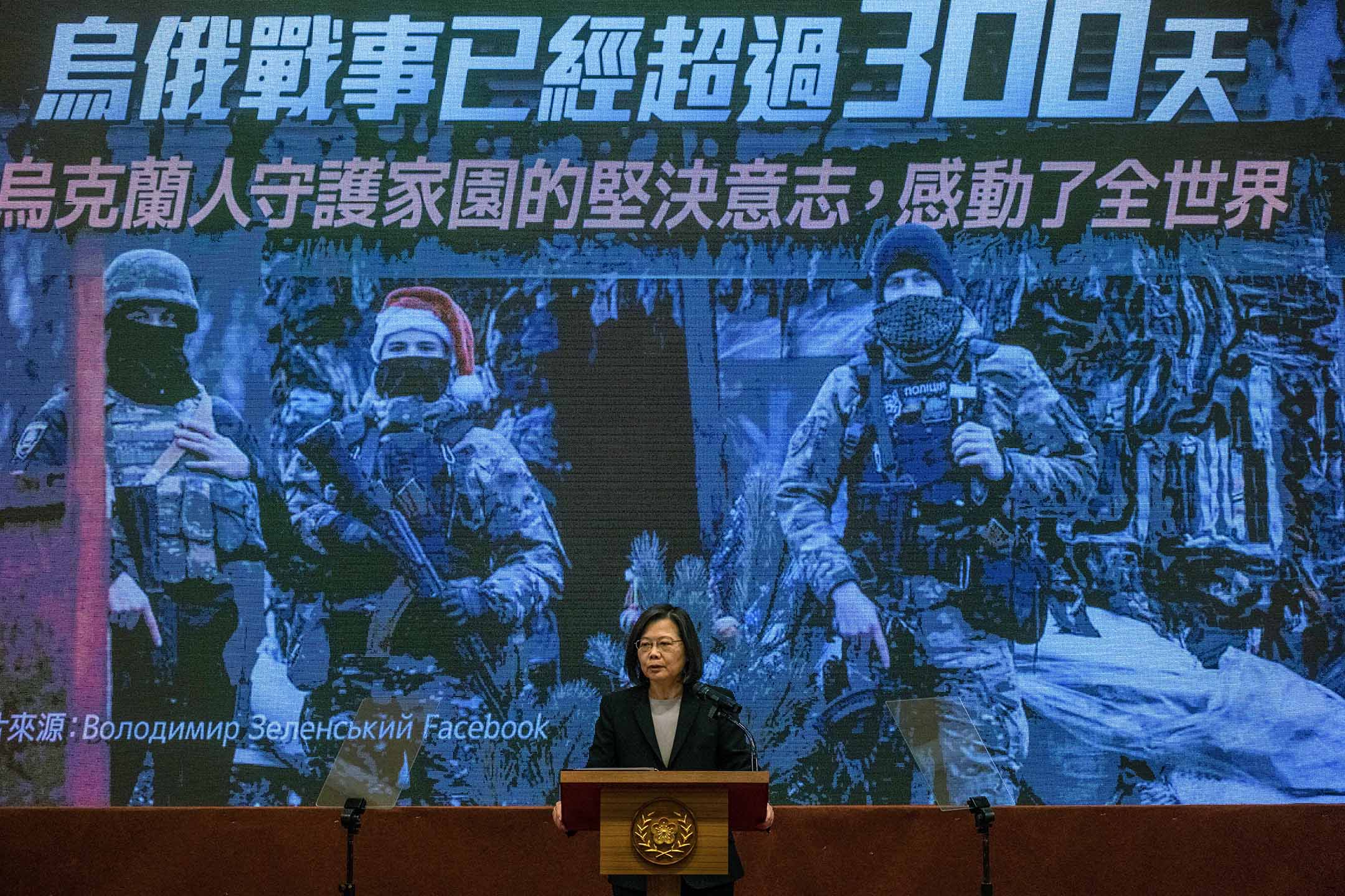 2022年12月27日,總統蔡英文於總統府舉行新聞發布會。攝:Lam Yik Fei/Getty Images