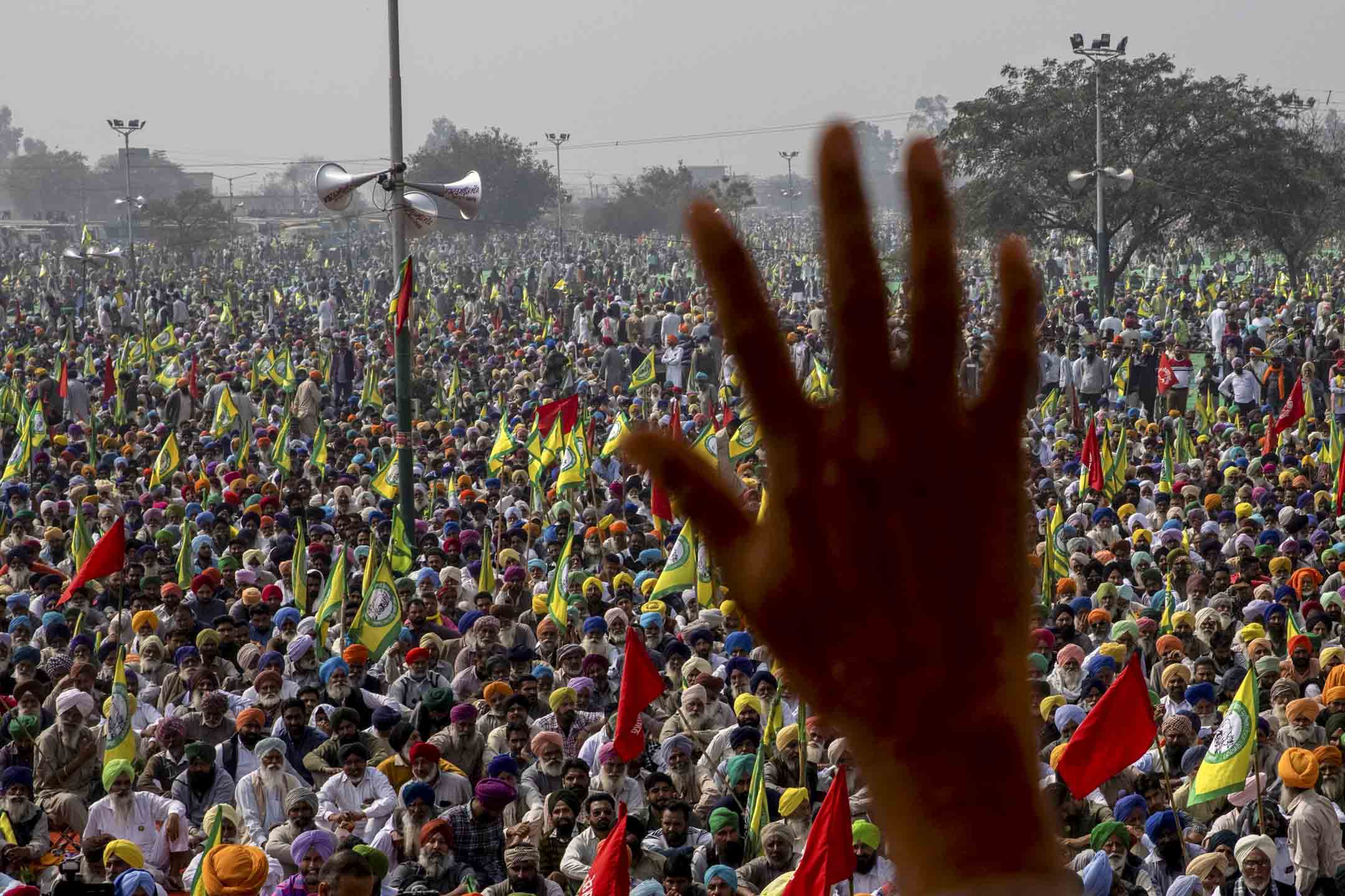 2021年2月21日，印度 Punjab 北部，農民參加反對農業法的集會。攝：Danish Siddiqui/Reuters/達志影像