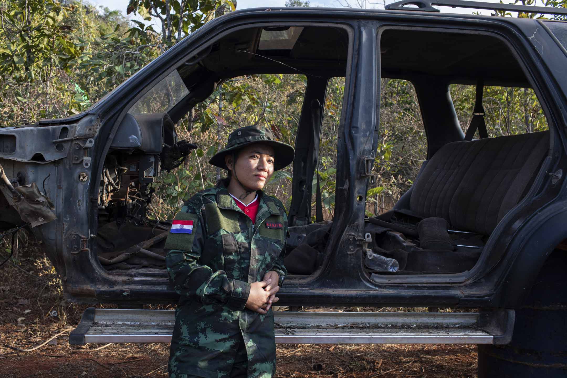 2024年1月23日,克倫尼民族防衛軍(KNDF)第1營的女軍人素季(Su Kyi)。攝影:Myo Satt Hla Thaw