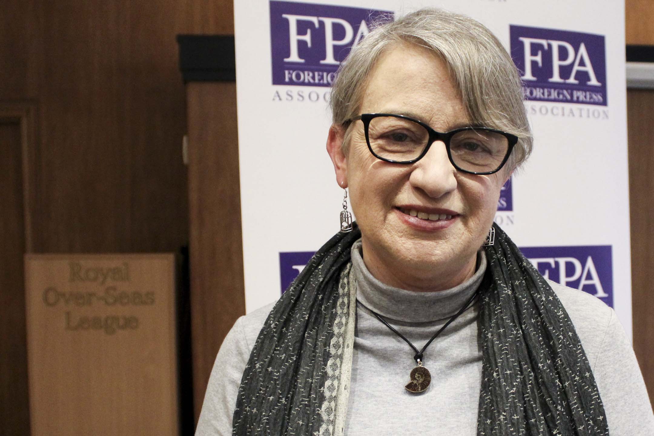 2024年3月19日,英國綠黨前領袖 Natalie Bennett 在英國倫敦接受記者採訪。攝:Burak Bir/Anadolu via Getty Images