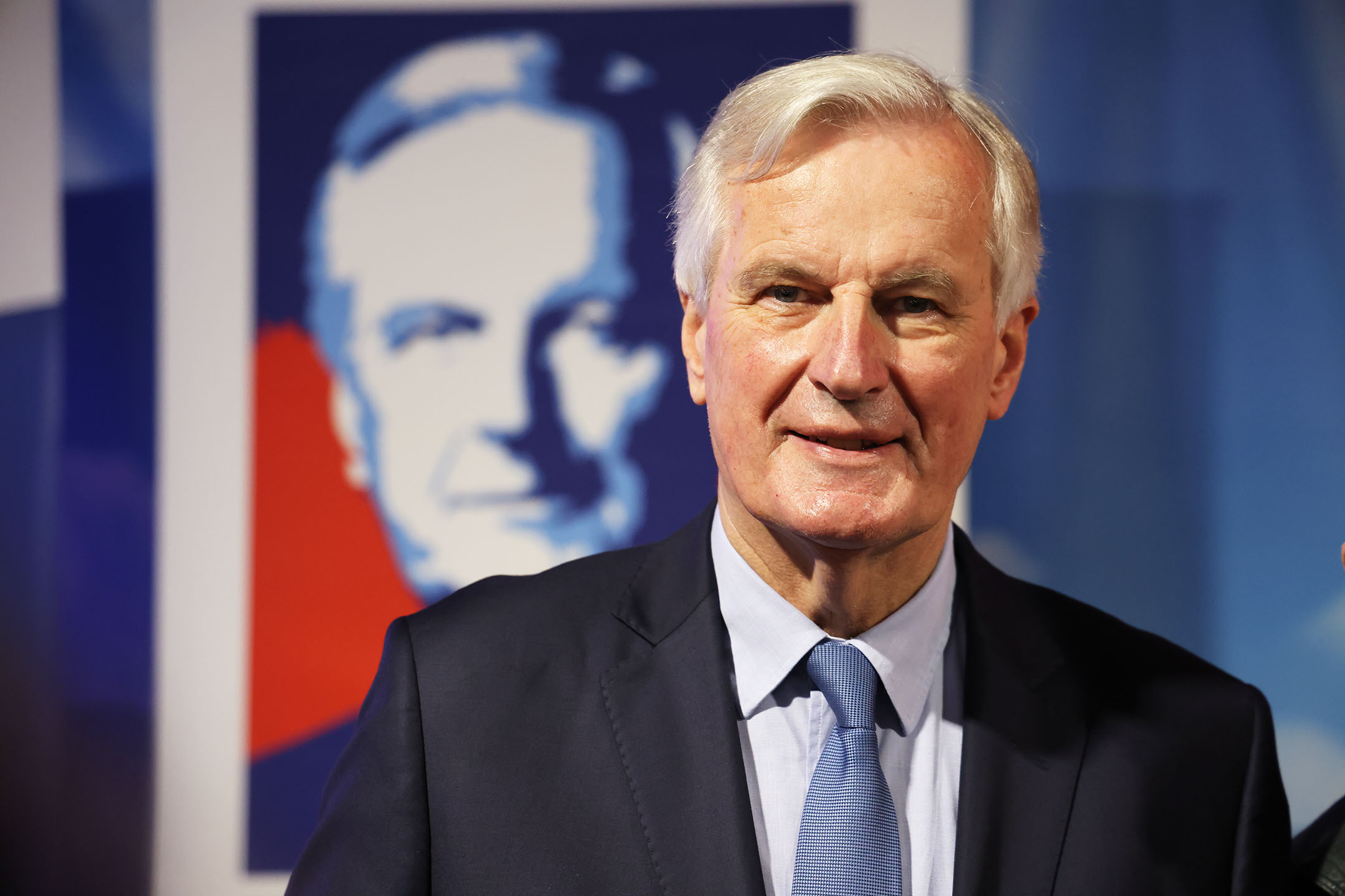2021年11月27日,法國薩爾拉,米歇爾·巴尼埃爾(Michel Barnier)出席共和黨大會。攝:Jean-Pierre BOUCHARD/Gamma-Rapho via Getty Images